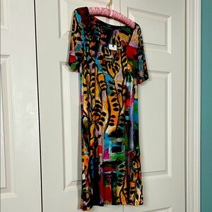 Peruvian Connection Multicolor Abstract Print Dress